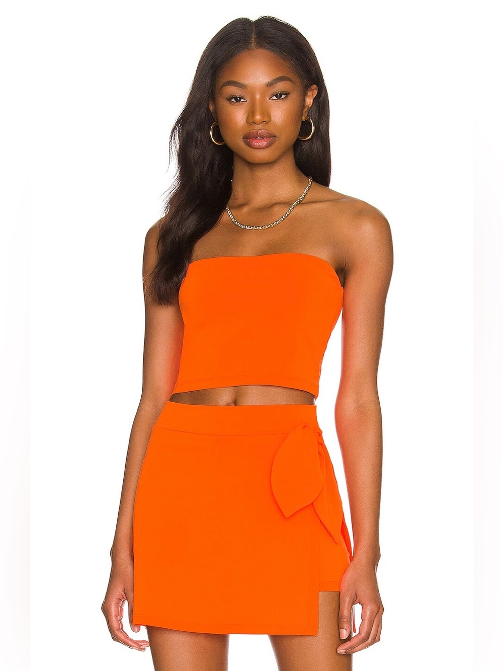 Susana Monaco Crop Tube Top Lava Small Vista Neon Orange - Picture 1 of 8